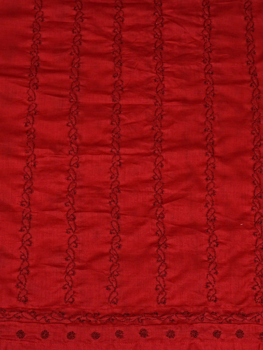 Ada Hand Embroidered Red Cotton Lucknowi Chikankari Unstitched Men's Kurta 01A919632