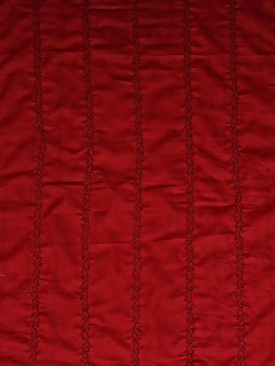 Ada Hand Embroidered Red Cotton Lucknowi Chikankari Unstitched Men's Kurta 01A919632