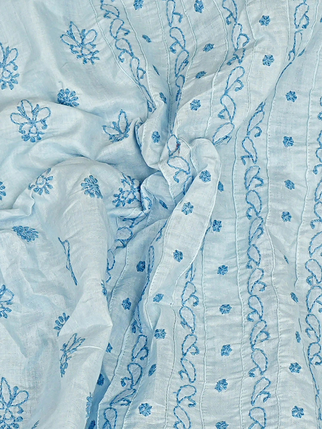 Ada Hand Embroidered Baby Blue Cotton Lucknowi Chikankari Unstitched Men's Kurta 01A919639