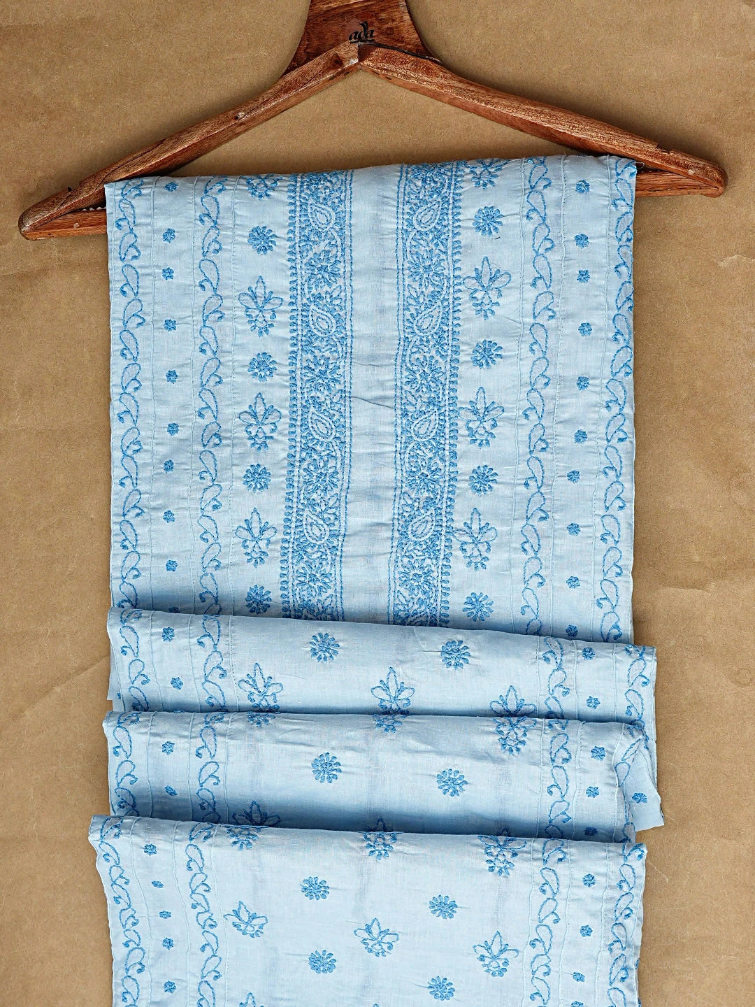 Ada Hand Embroidered Baby Blue Cotton Lucknowi Chikankari Unstitched Men's Kurta 01A919639