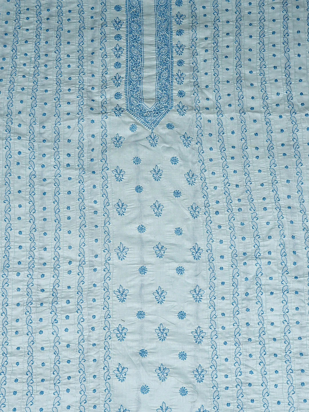 Ada Hand Embroidered Baby Blue Cotton Lucknowi Chikankari Unstitched Men's Kurta 01A919639