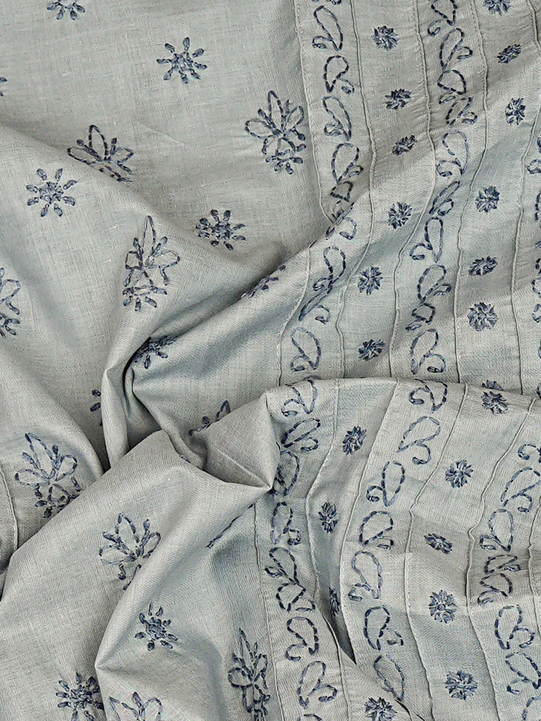 Ada Hand Embroidered Grey Cotton Lucknowi Chikankari Unstitched Men's Kurta 01A919642