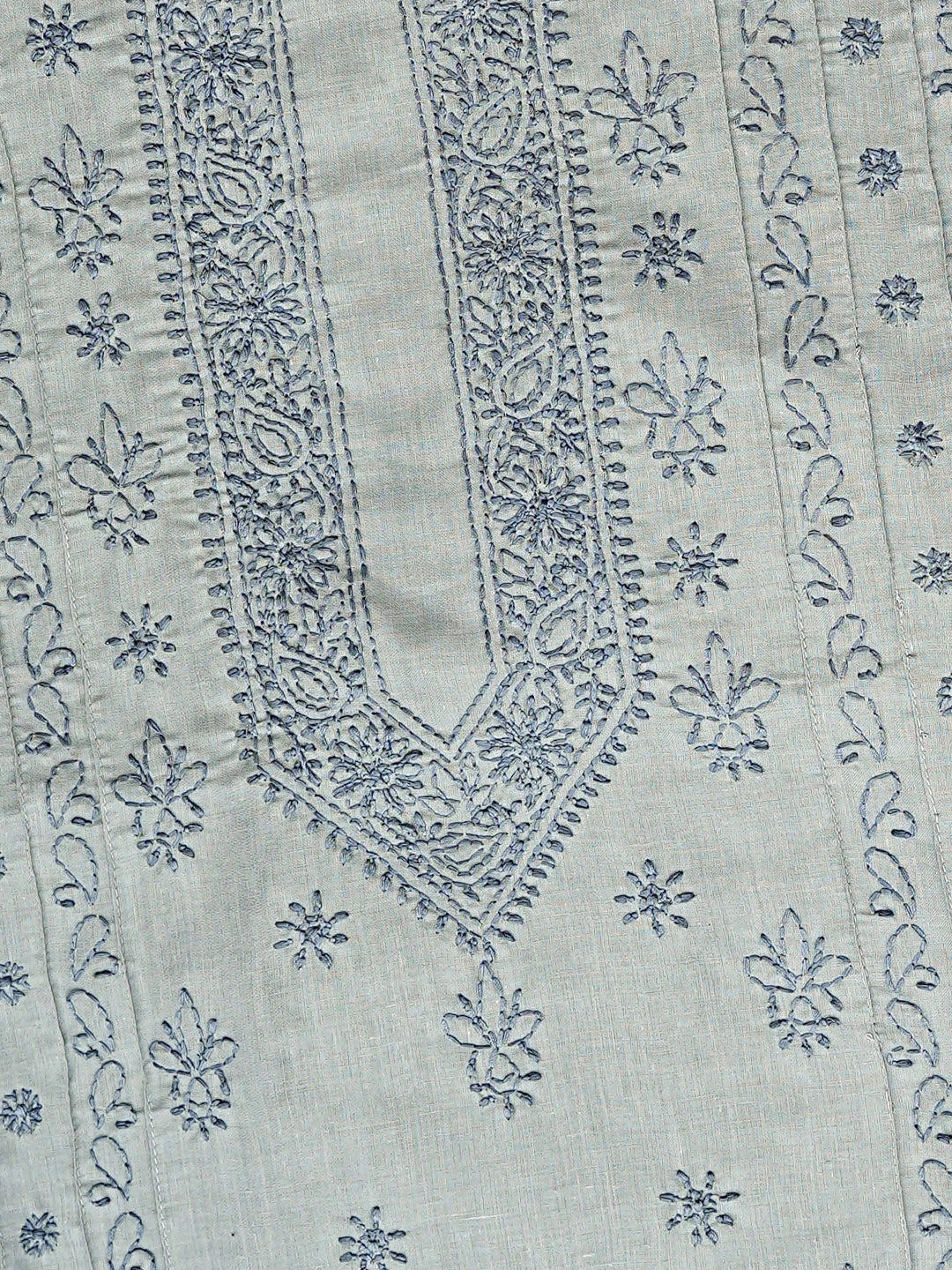 Ada Hand Embroidered Grey Cotton Lucknowi Chikankari Unstitched Men's Kurta 01A919642