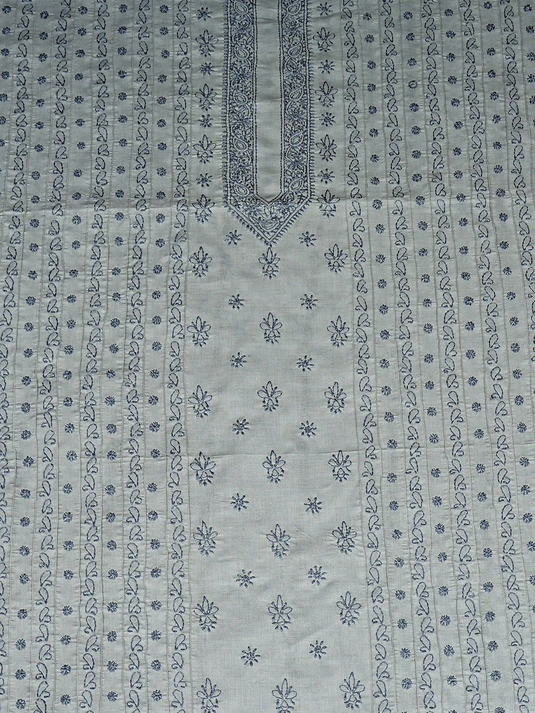 Ada Hand Embroidered Grey Cotton Lucknowi Chikankari Unstitched Men's Kurta 01A919642