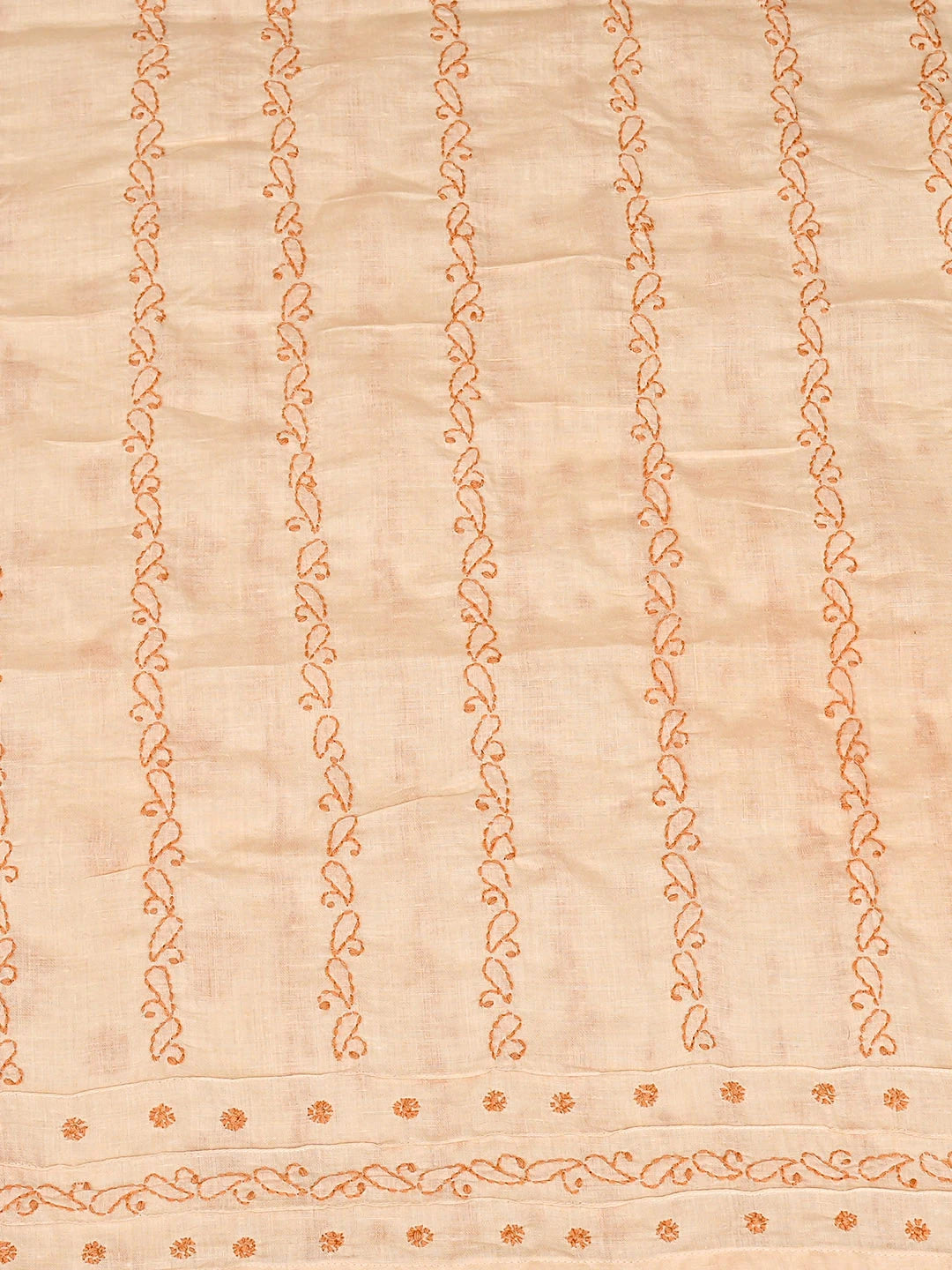 Ada Hand Embroidered Peach Cotton Lucknowi Chikankari Unstitched Men's Kurta 01A919731
