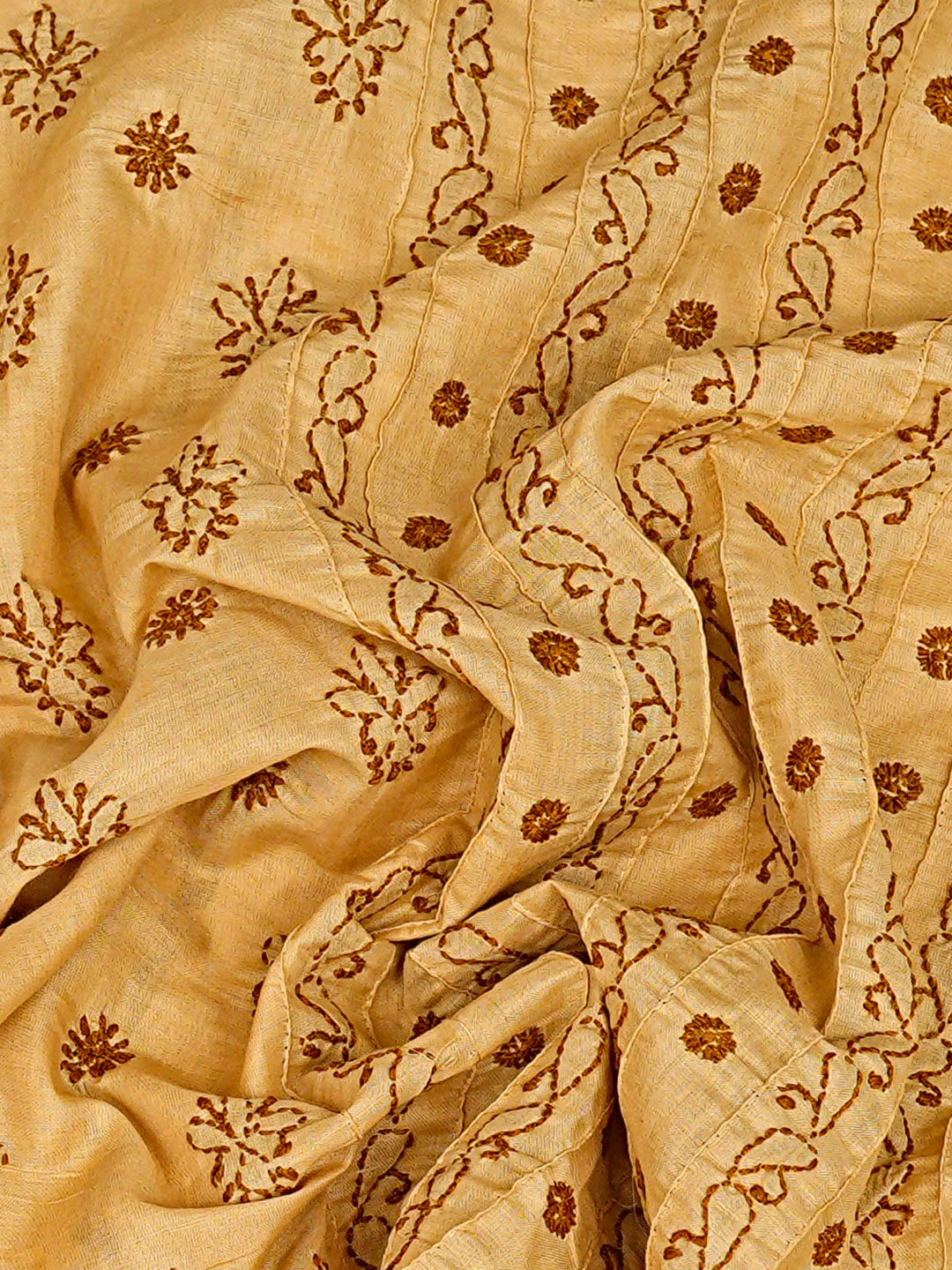 Ada Hand Embroidered Fawn Cotton Lucknowi Chikankari Unstitched Men's Kurta 01A919638