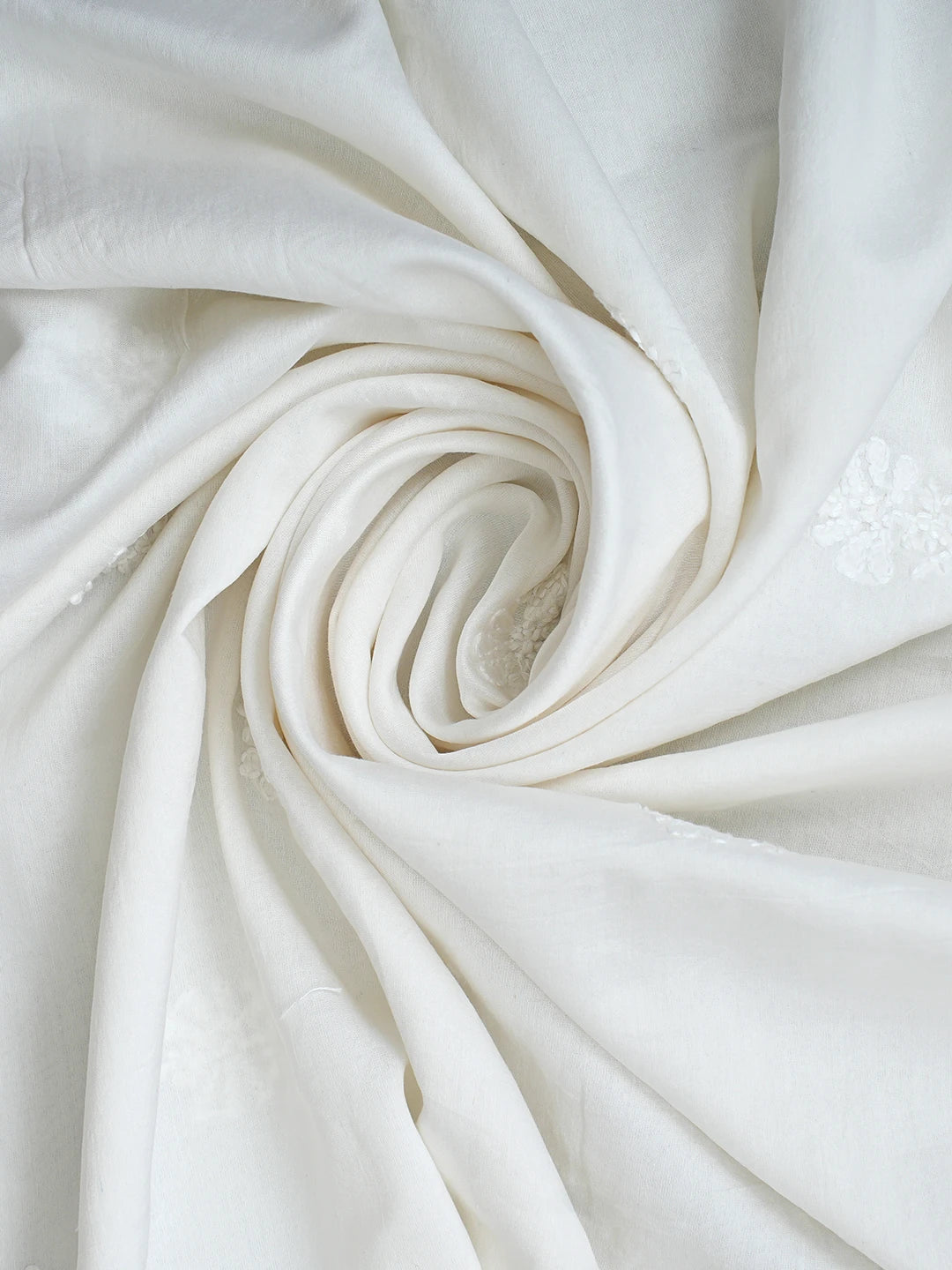 Ada Hand Embroidered White Chanderi Lucknowi Chikankari Unstitched Kurta Dupatta Set 01A932575