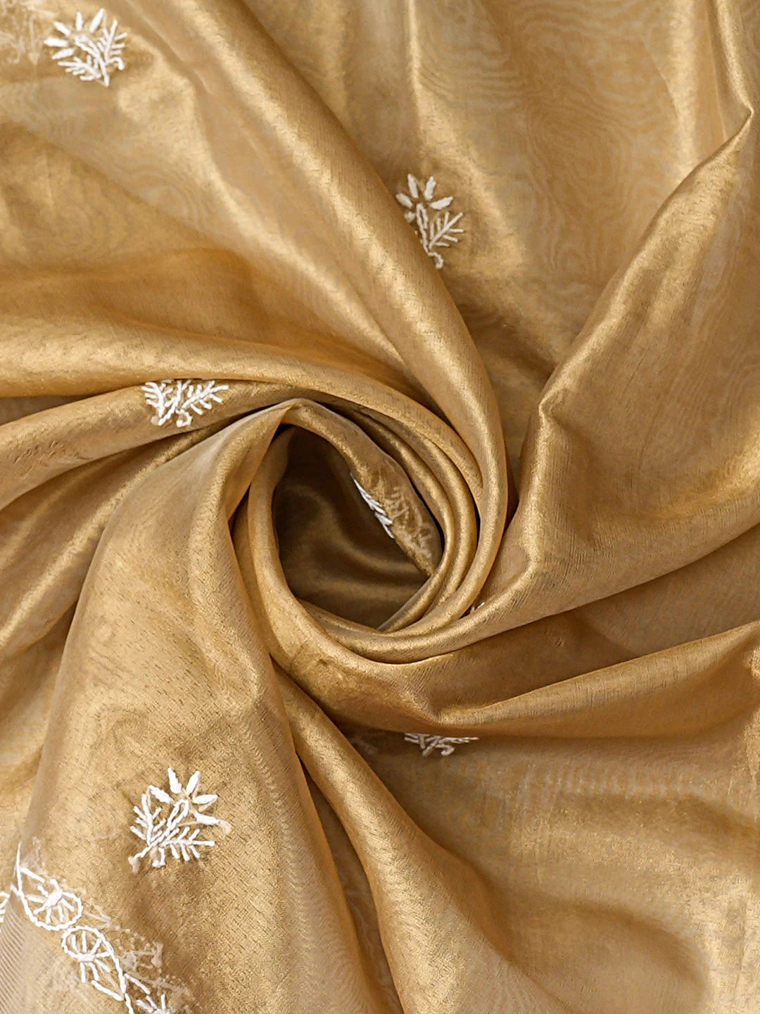 Ada Hand Embroidered Fawn Tissue Lucknowi Chikankari Unstitched Kurta Dupatta Set 01A922236