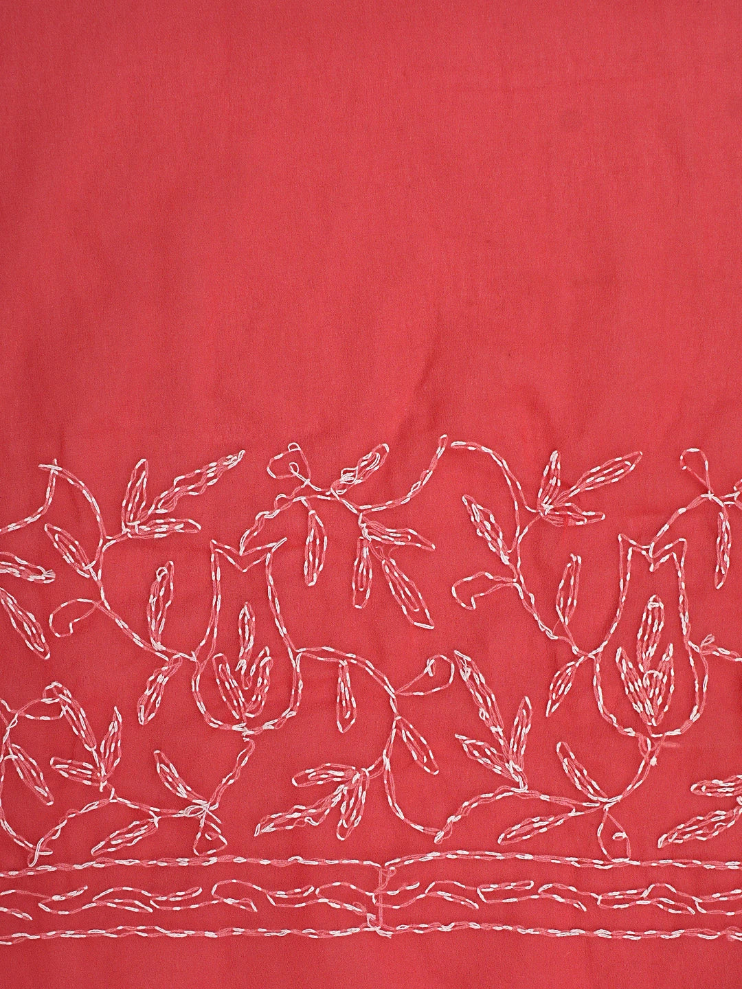 Ada Hand Embroidered Carrot Pink Georgette Lucknowi Chikankari Saree With Blouse 01A923231