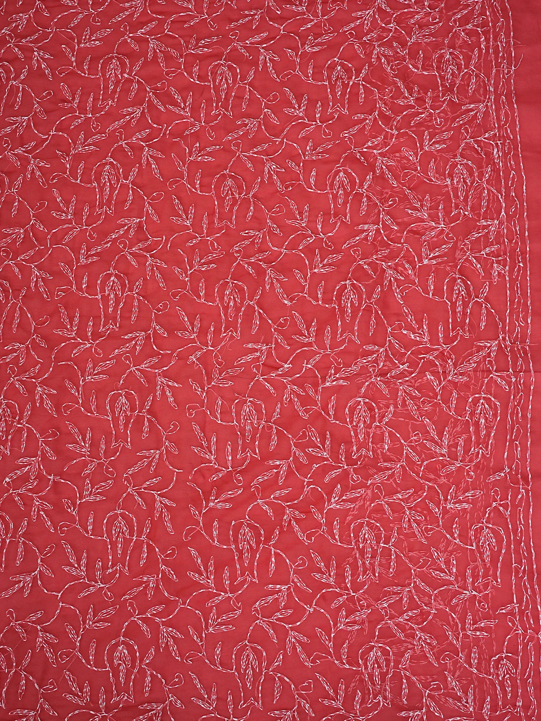 Ada Hand Embroidered Carrot Pink Georgette Lucknowi Chikankari Saree With Blouse 01A923231