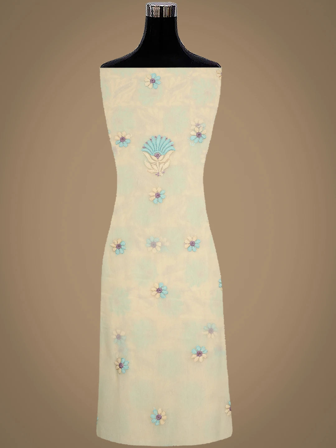 Ada Hand Embroidered Fawn Georgette Lucknowi Chikankari Unstitched Suit Piece 01A931602