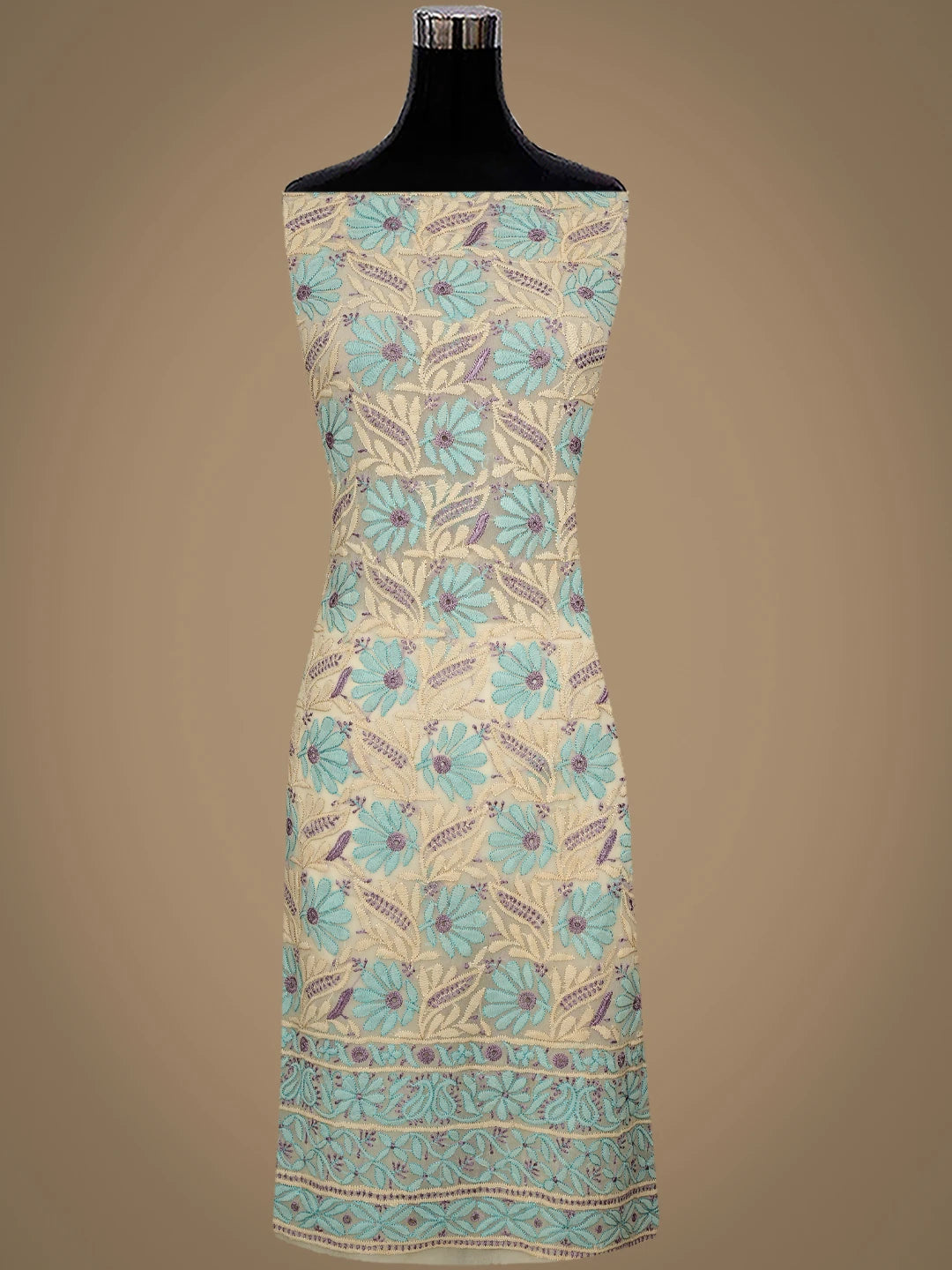 Ada Hand Embroidered Fawn Georgette Lucknowi Chikankari Unstitched Suit Piece 01A931602