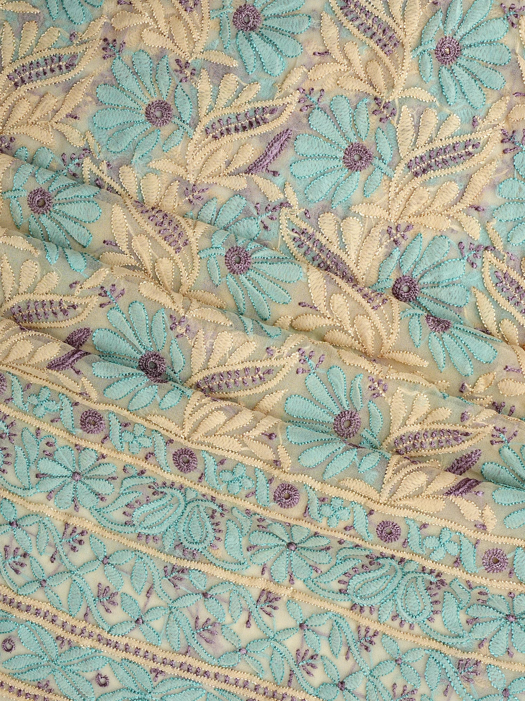 Ada Hand Embroidered Fawn Georgette Lucknowi Chikankari Unstitched Suit Piece 01A931602