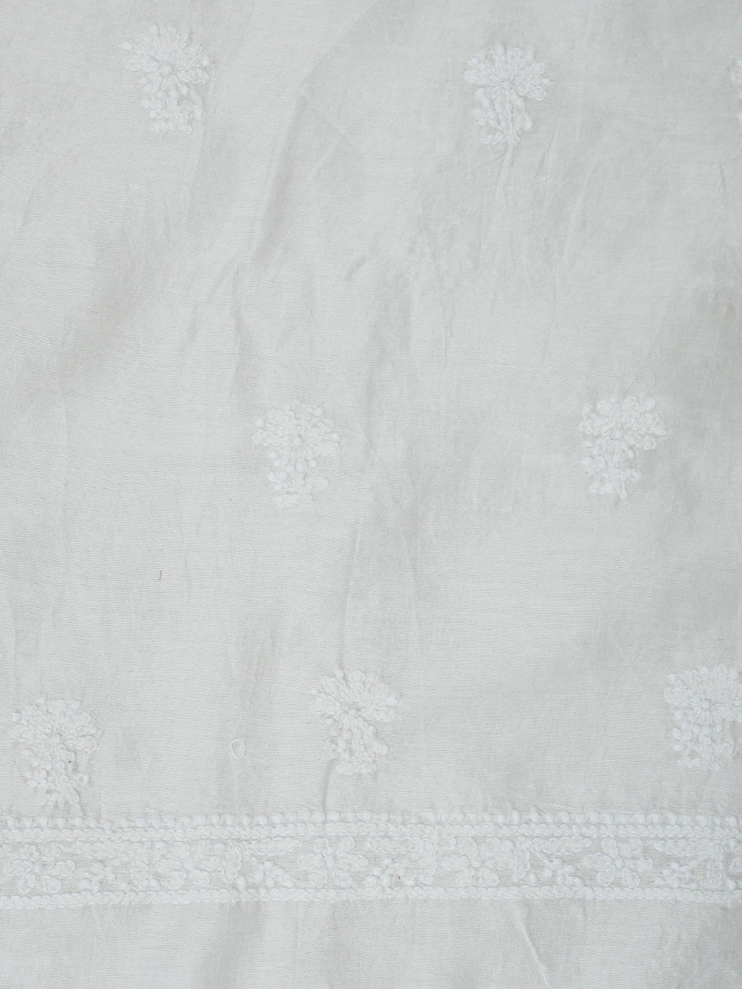 Ada Hand Embroidered Off White Chanderi Lucknowi Chikankari Unstitched Kurta Dupatta Set 01A932578