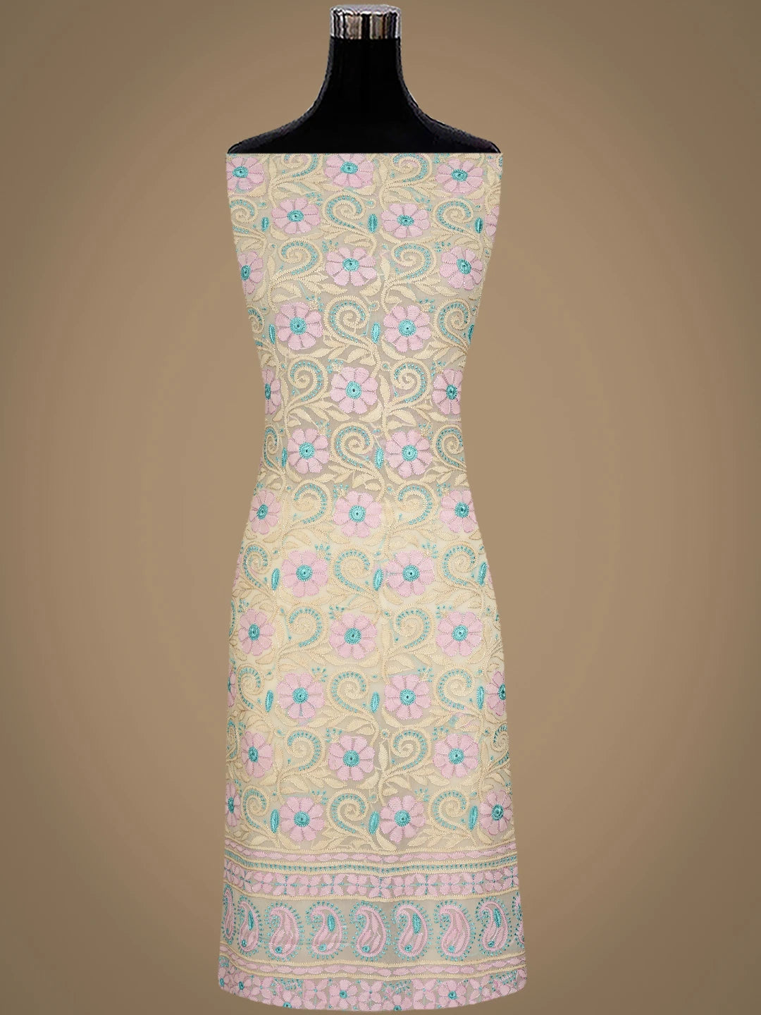 Ada Hand Embroidered Fawn Georgette Lucknowi Chikankari Unstitched Suit Piece 01A931603