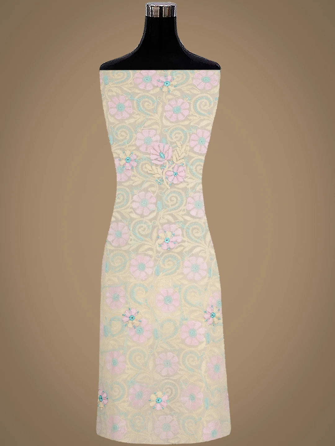 Ada Hand Embroidered Fawn Georgette Lucknowi Chikankari Unstitched Suit Piece 01A931603