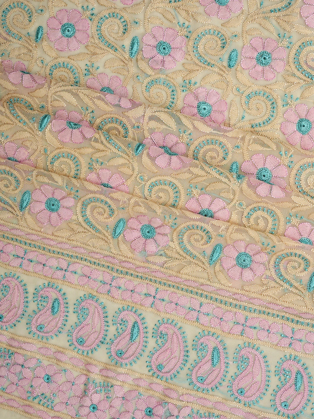 Ada Hand Embroidered Fawn Georgette Lucknowi Chikankari Unstitched Suit Piece 01A931603