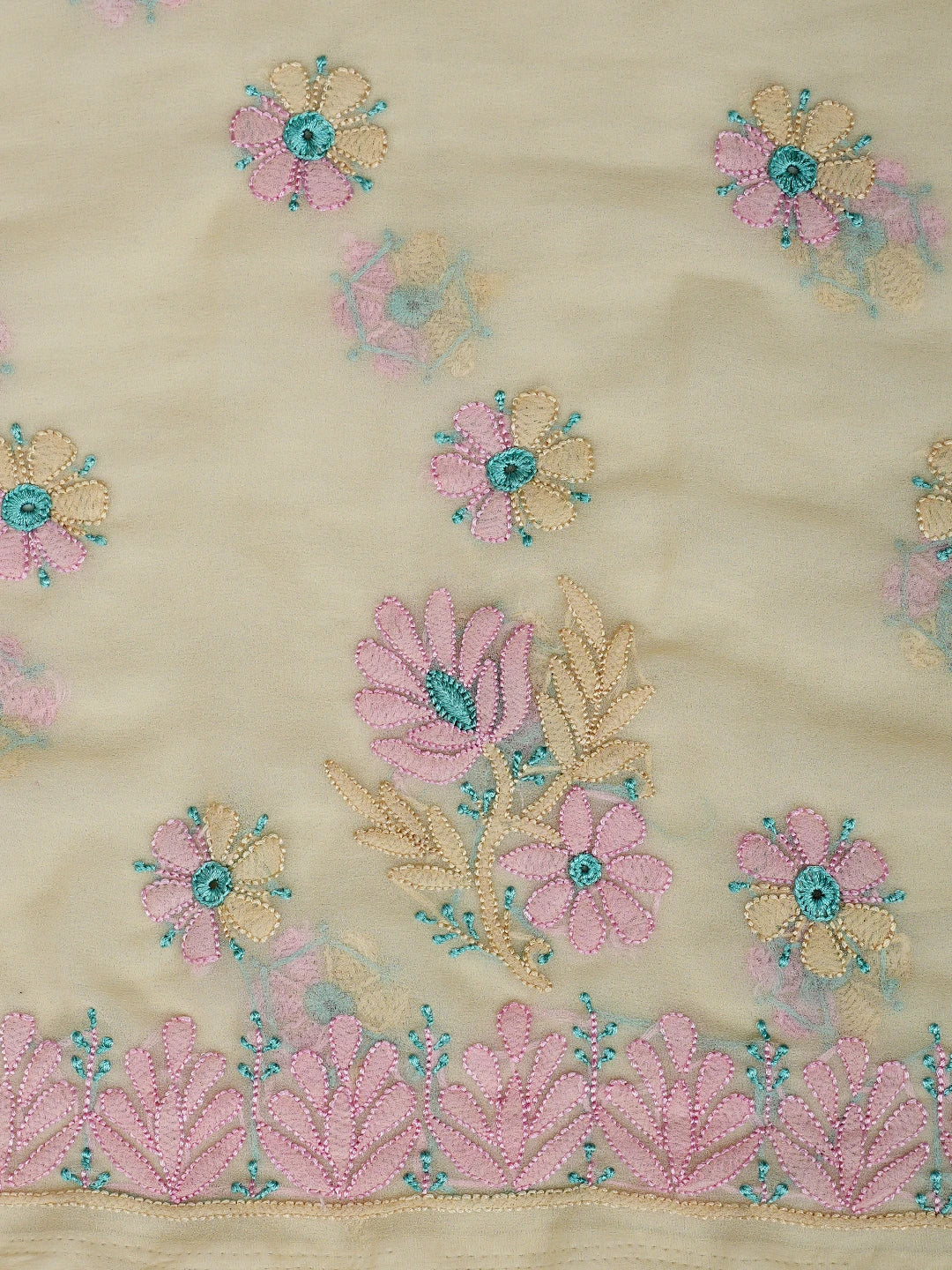 Ada Hand Embroidered Fawn Georgette Lucknowi Chikankari Unstitched Suit Piece 01A931603