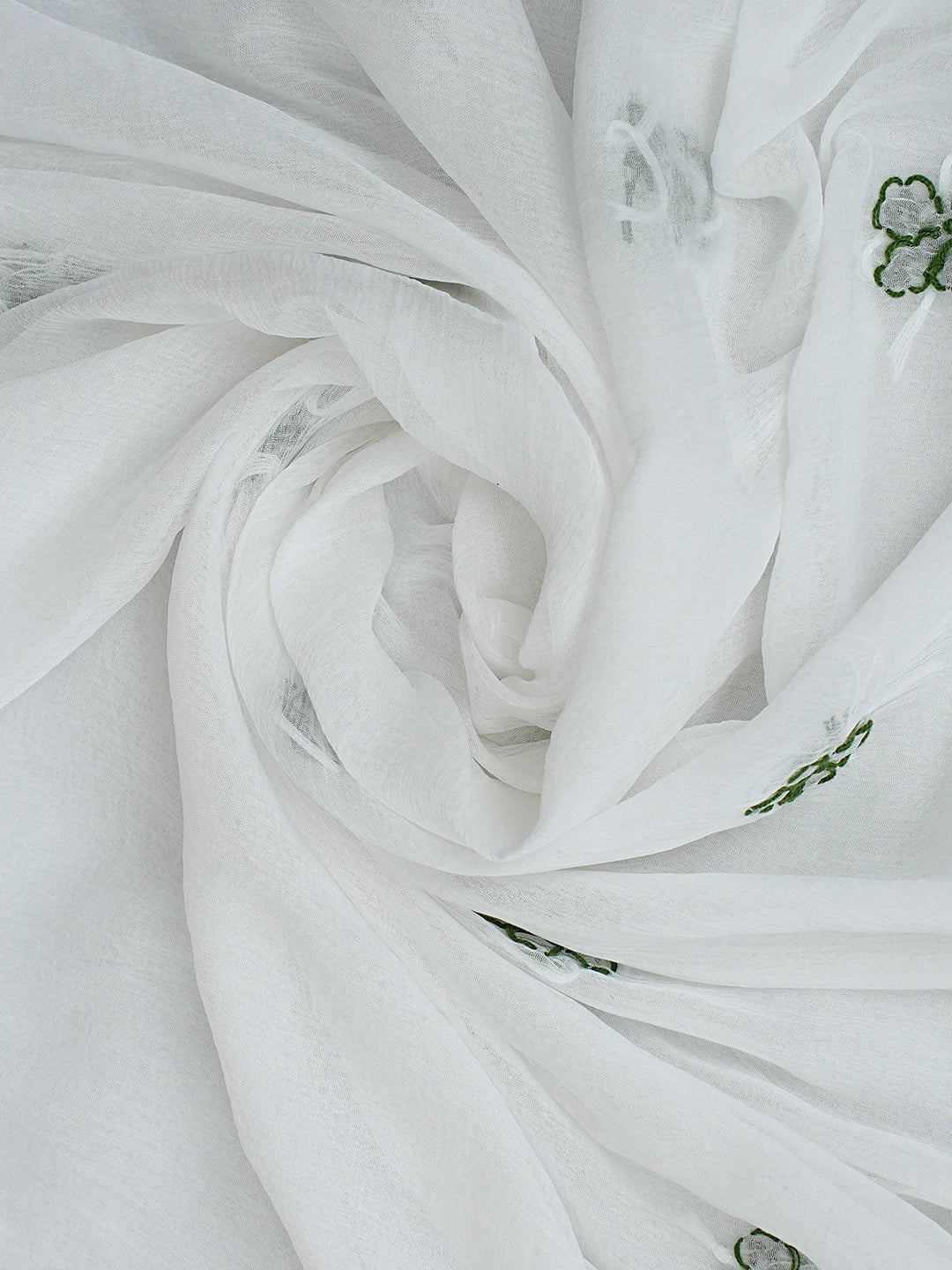Ada Hand Embroidered Green And White Cotton Lucknowi Chikankari Unstitched Suit Piece 01A818368