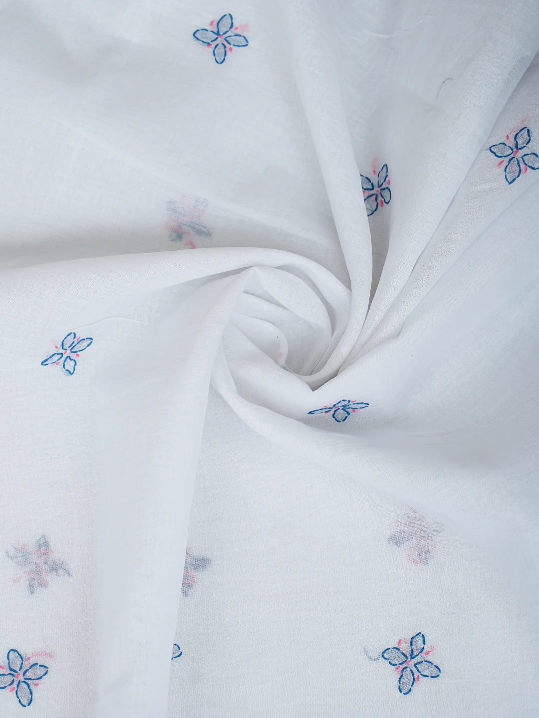 Ada Hand Embroidered White Cotton Lucknowi Chikankari Unstitched Suit Piece 01A853532