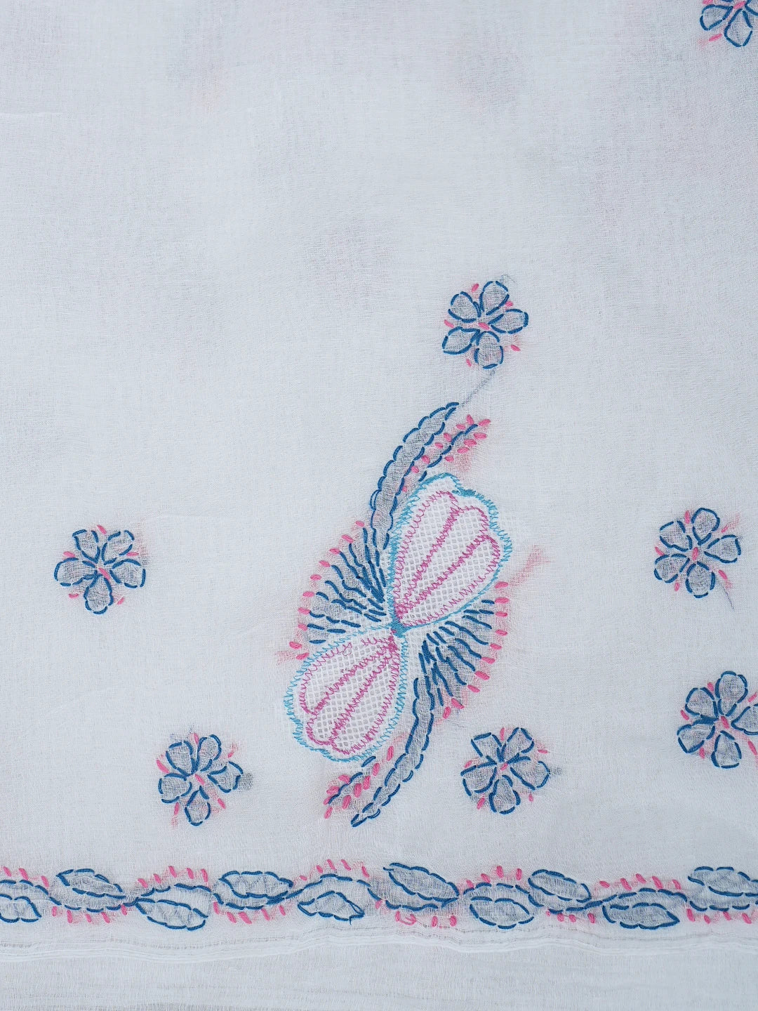 Ada Hand Embroidered White Cotton Lucknowi Chikankari Unstitched Suit Piece 01A853532