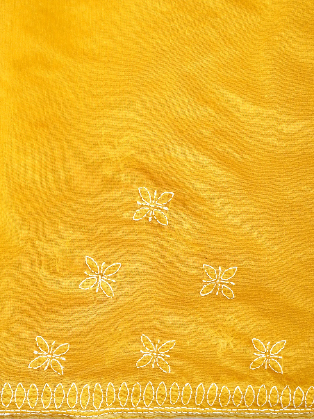Ada Hand Embroidered Yellow Chanderi Lucknowi Chikankari Saree and Blouse 01A922901