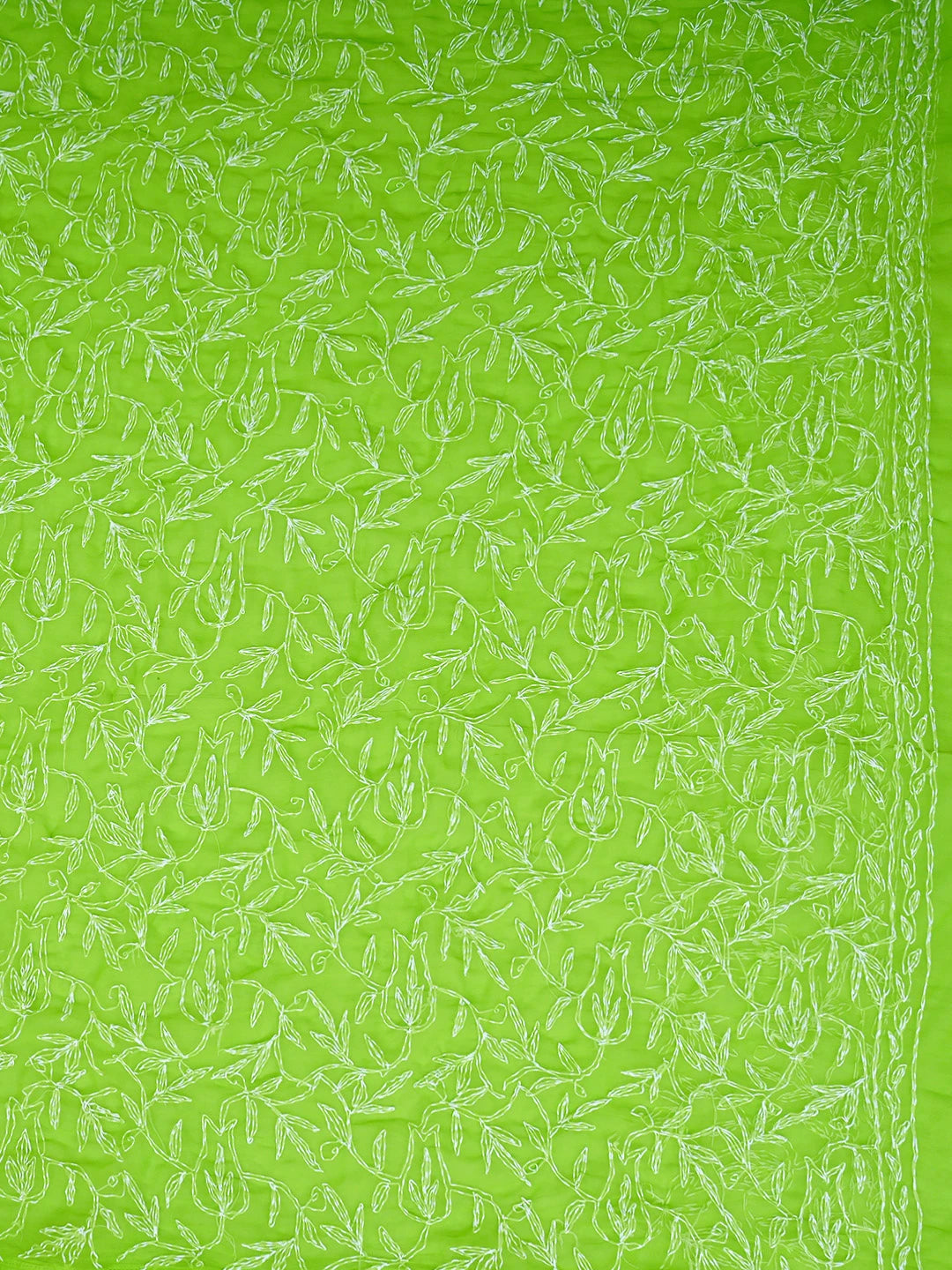 Ada Hand Embroidered Neon Grass  Green Georgette Lucknowi Chikankari Saree With Blouse 01A923229