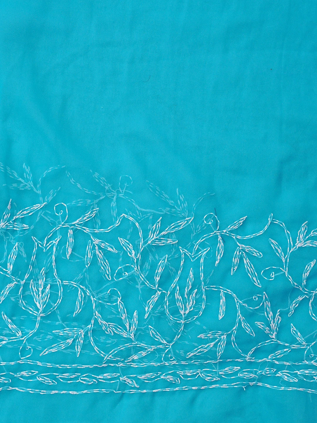 Ada Hand Embroidered Pacific Cyan Blue  Georgette Lucknowi Chikankari Saree With Blouse 01A923236