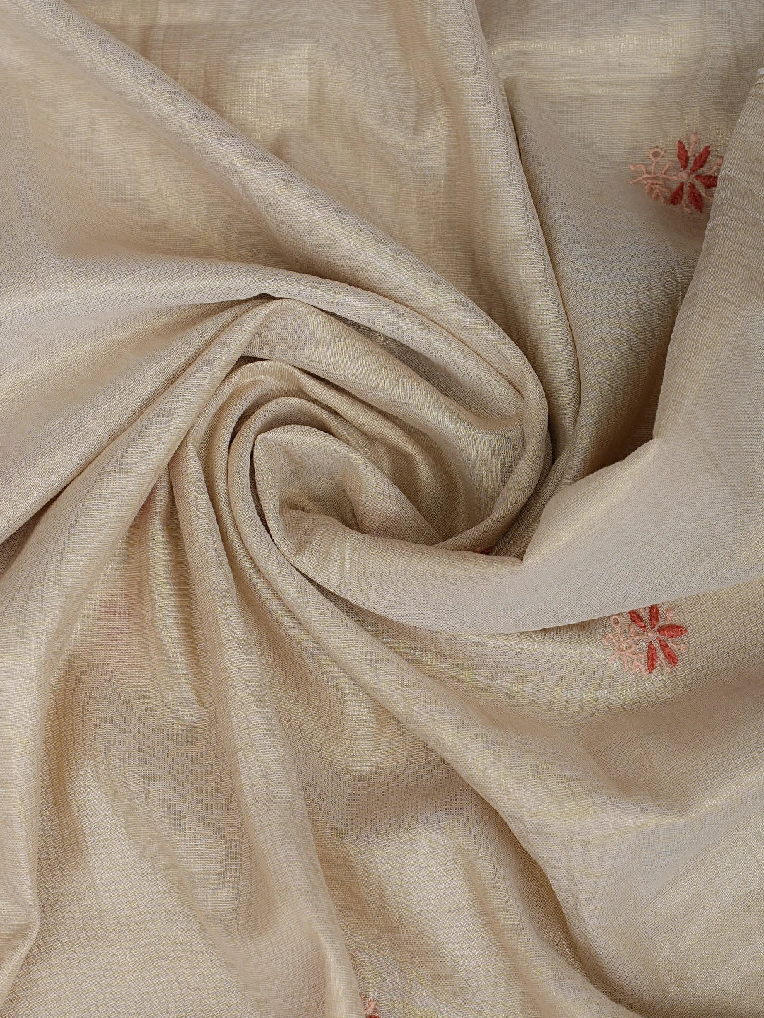 Ada Hand Embroidered Fawn Tissue Lucknowi Chikankari Semi-Stitched Kurta Dupatta Set 01A901100