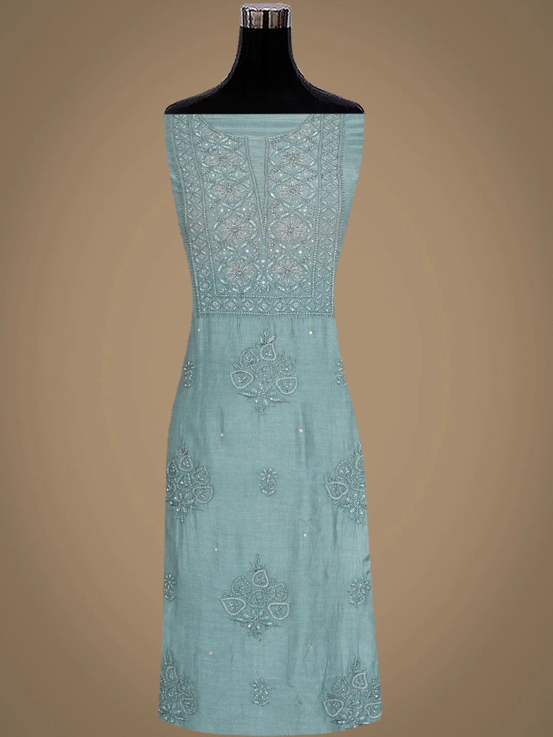 Ada Hand Embroidered Grey Maslin Lucknowi Chikankari Unstitched Suit Piece With Sequinned Work 01A773437