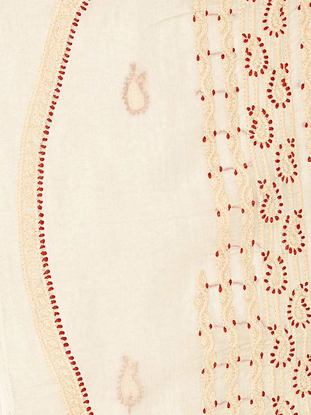 Ada Hand Embroidered Cream Cotton Lucknowi Chikankari Unstitched Men's Kurta 01A919472