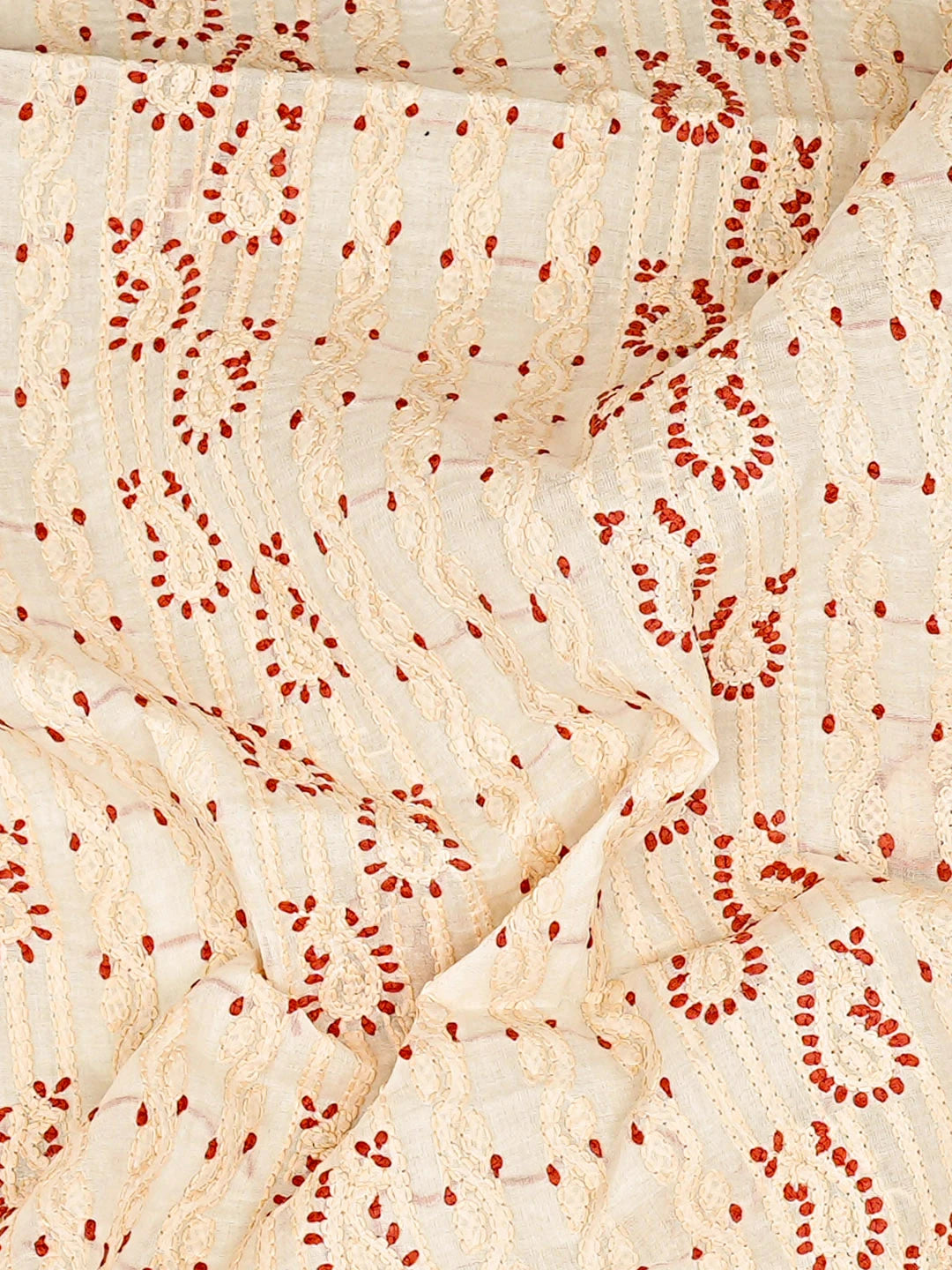 Ada Hand Embroidered Cream Cotton Lucknowi Chikankari Unstitched Men's Kurta 01A919472