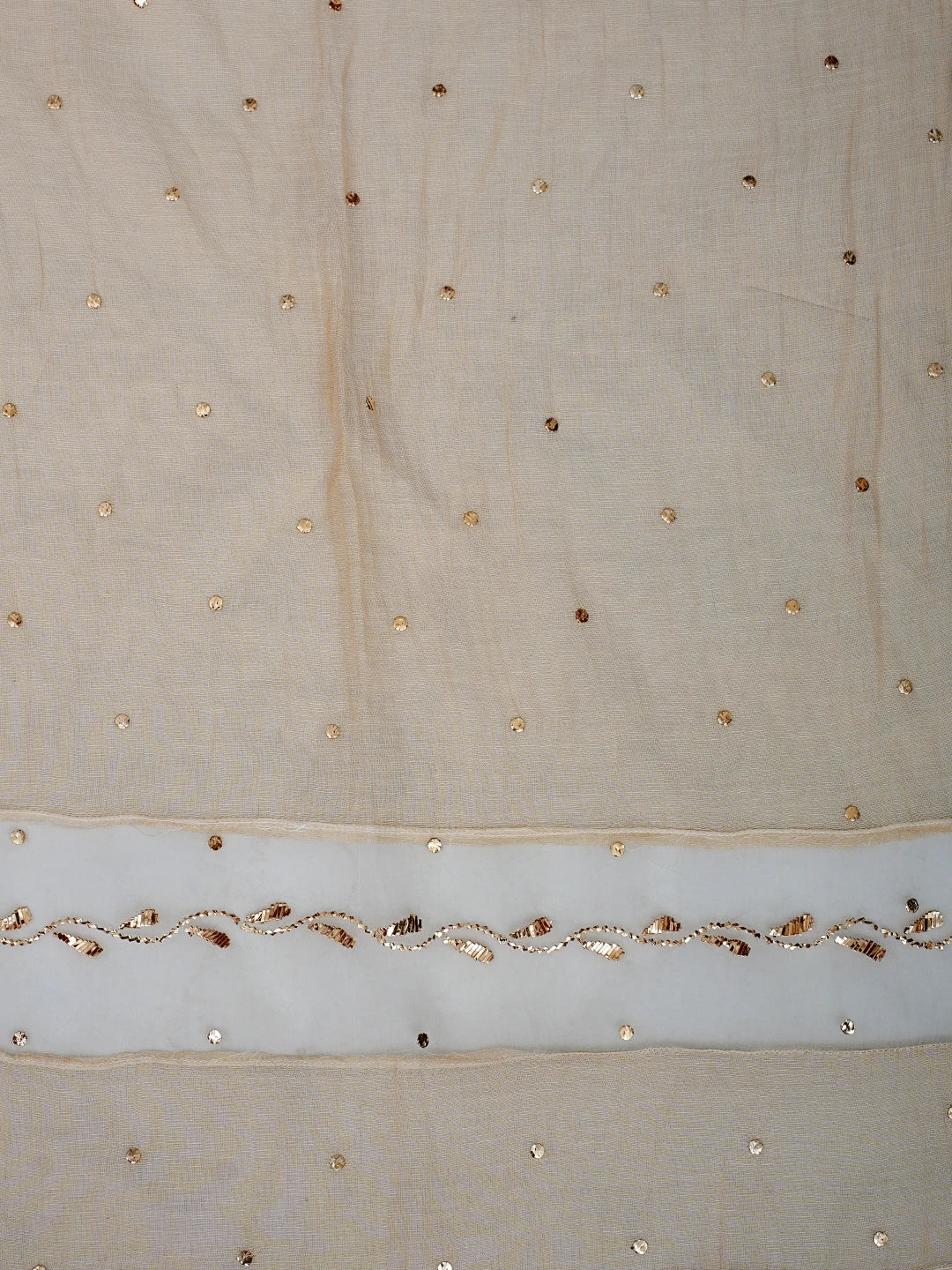 Ada Hand Embroidered Fawn Tissue Semi-stitched Kurta Dupatta Set With Muqaish/Mukaish Work 01A926252