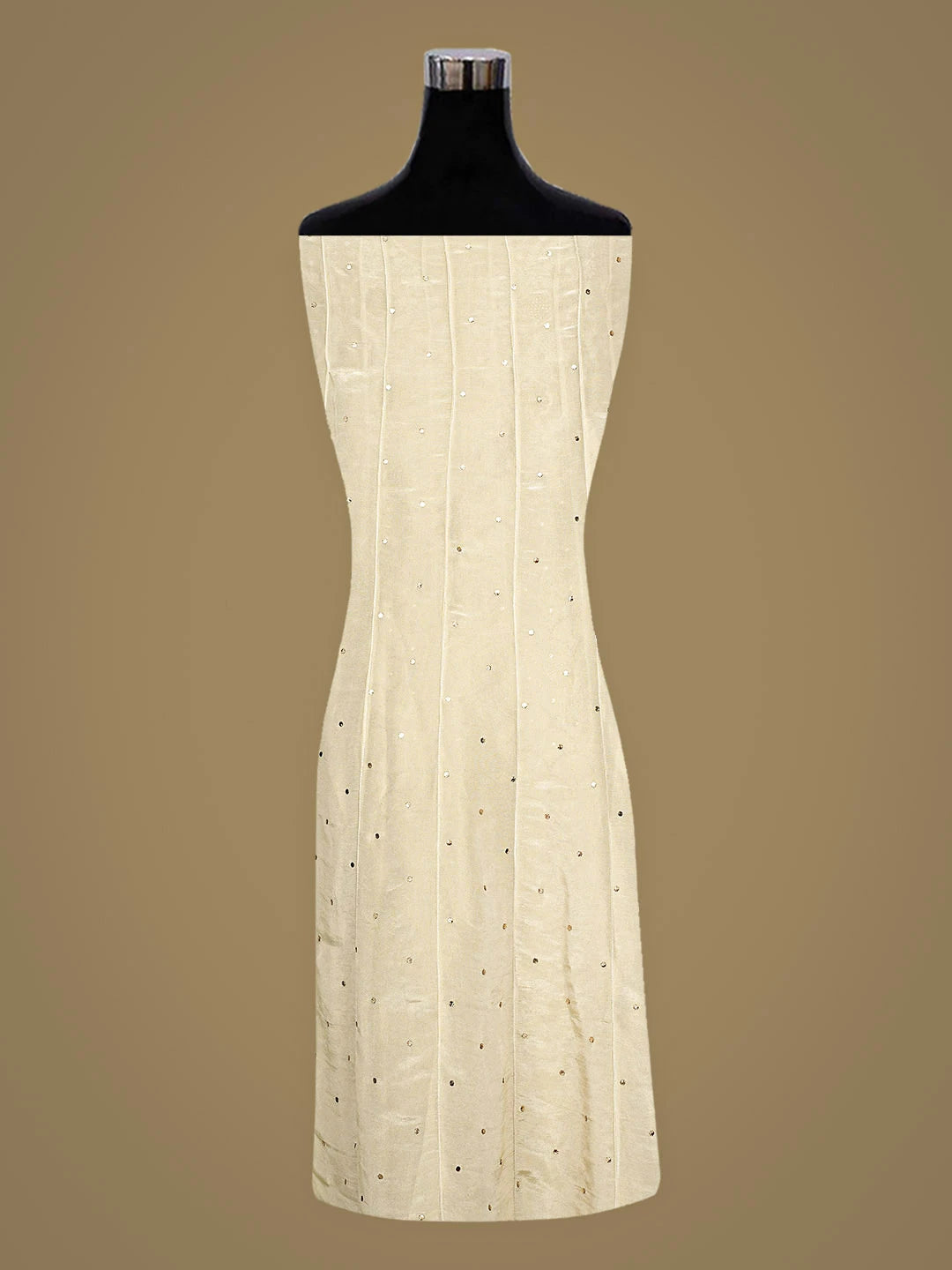 Ada Hand Embroidered Fawn Tissue Semi-stitched Anarkali Kurta Dupatta Set With Muqaish/Mukaish Work 01A922879