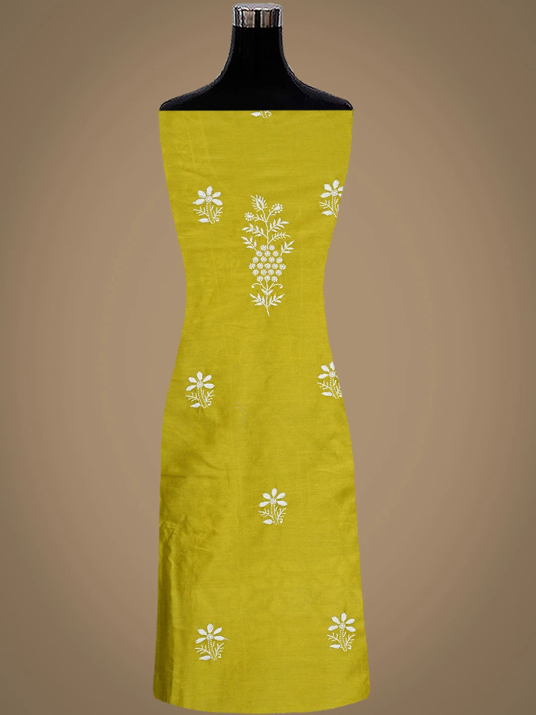 Ada Hand Embroidered Pear Green Chanderi Lucknowi Chikankari Unstitched Suit Piece 01A932505