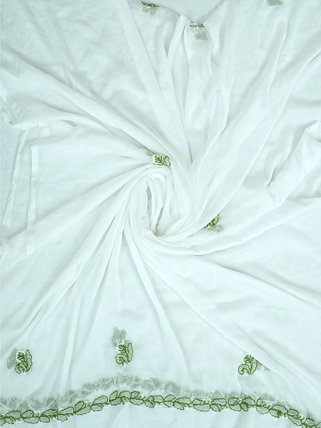 Ada Hand Embroidered Lime Green Cotton Lucknowi Chikankari Unstitched Suit Piece 01A919899
