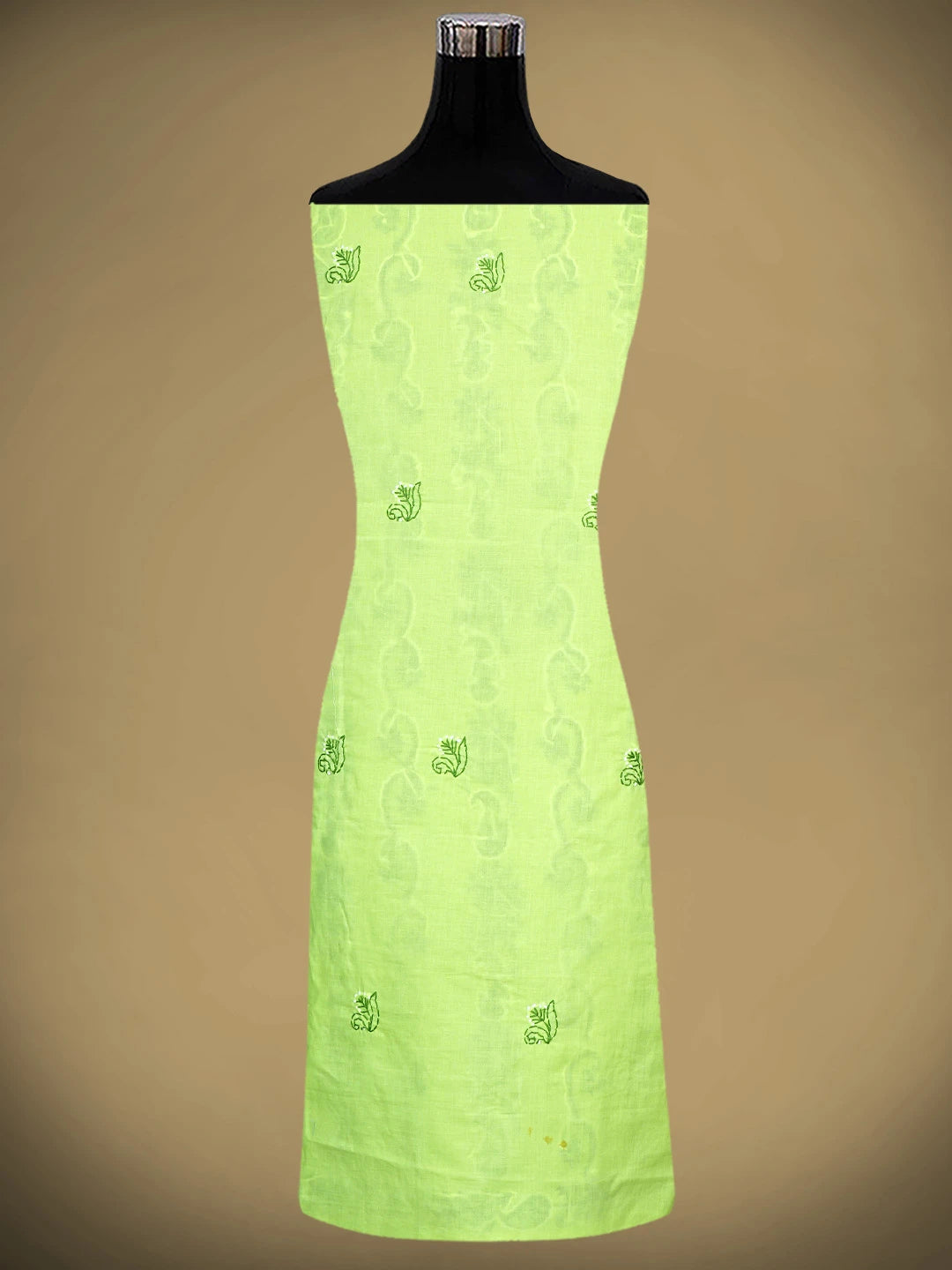 Ada Hand Embroidered Lime Green Cotton Lucknowi Chikankari Unstitched Suit Piece 01A919899
