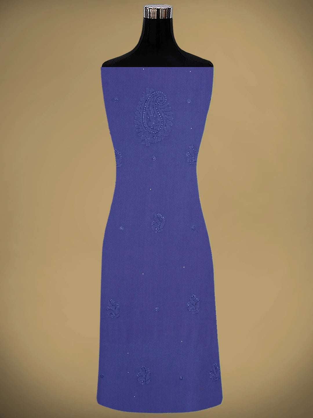 Ada Hand Embroidered Oxford Blue Viscose Georgette Lucknowi Chikankari Unstitched Kurta Dupatta Set With Muqaish Work 01A893353