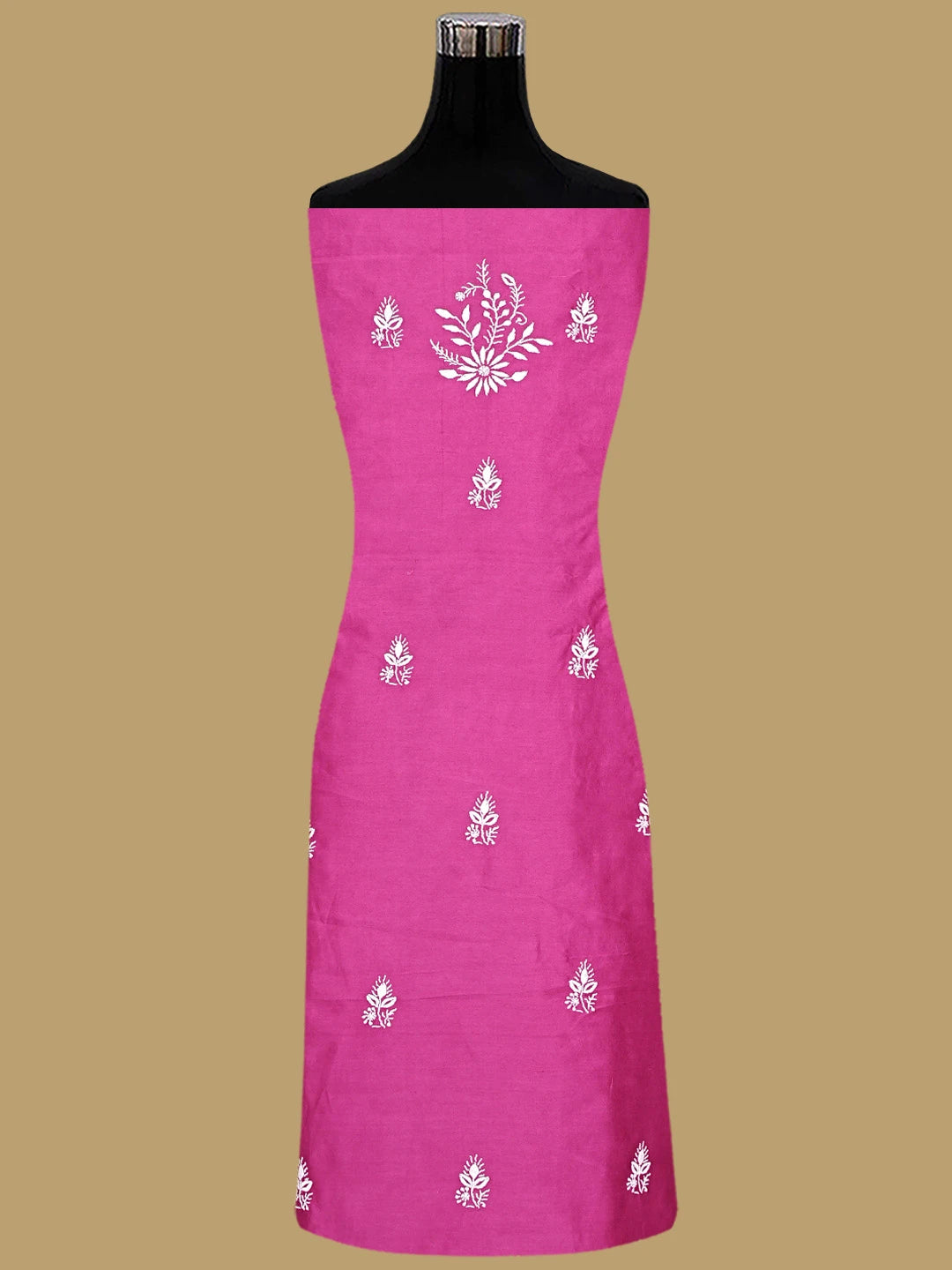Ada Hand Embroidered Magenta Chanderi Lucknowi Chikankari Unstitched Suit Piece 01A932509