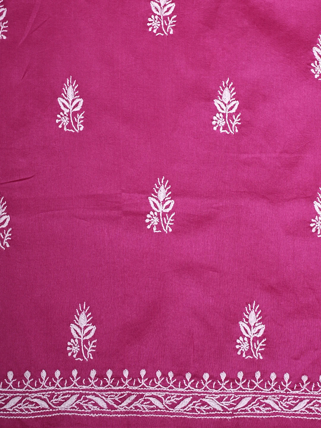 Ada Hand Embroidered Magenta Chanderi Lucknowi Chikankari Unstitched Suit Piece 01A932509