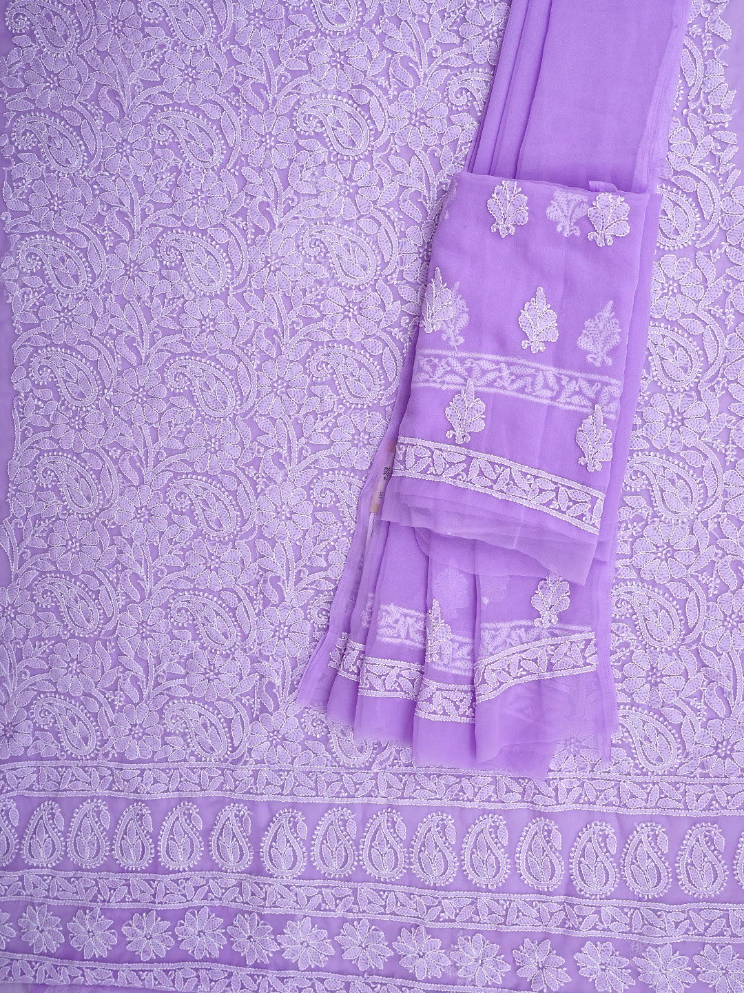 Ada Hand Embroidered Lavender Georgette Lucknowi Chikankari Unstitched Suit Piece 01A933077