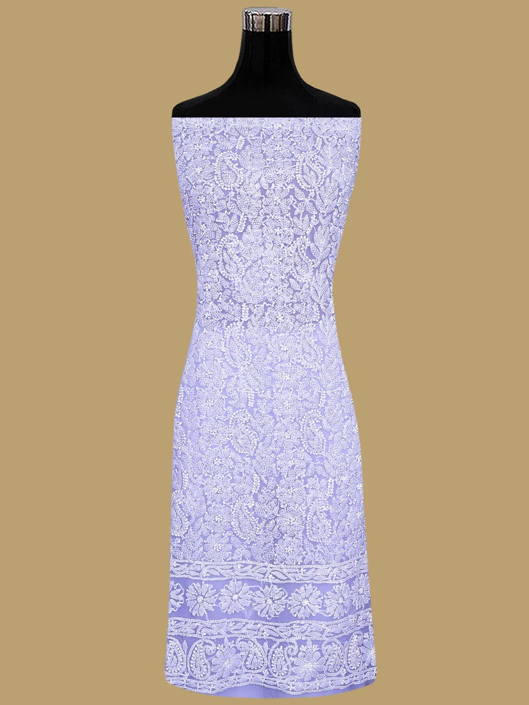 Ada Hand Embroidered Periwinkle Blue Georgette Lucknowi Chikankari Unstitched Suit Piece 01A933079