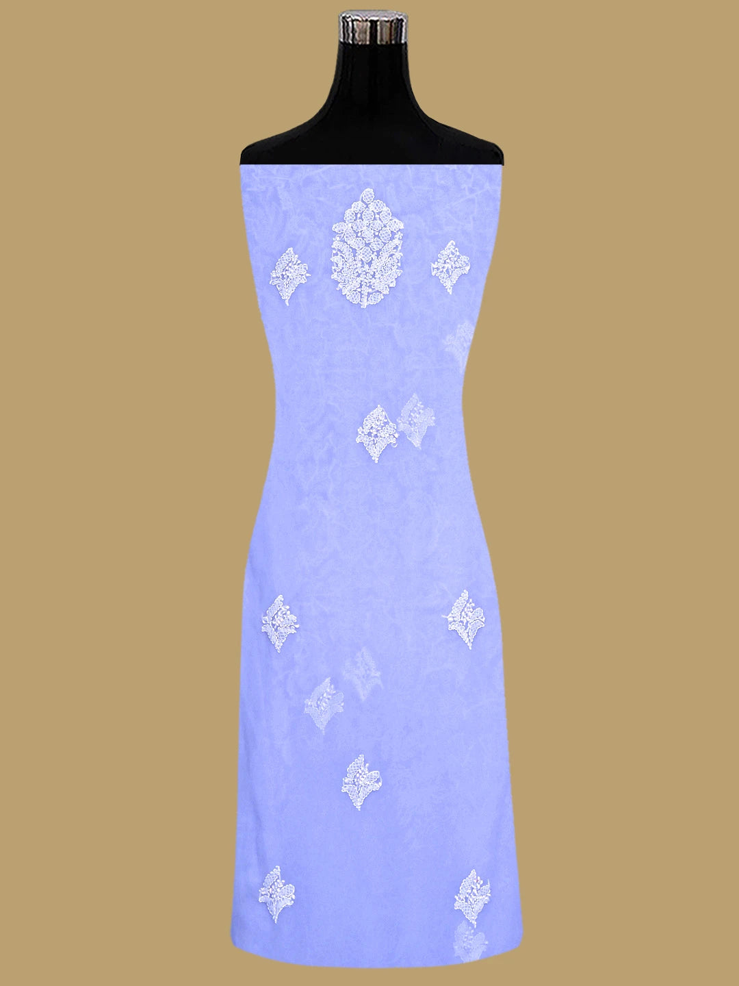Ada Hand Embroidered Periwinkle Blue Georgette Lucknowi Chikankari Unstitched Suit Piece 01A933079