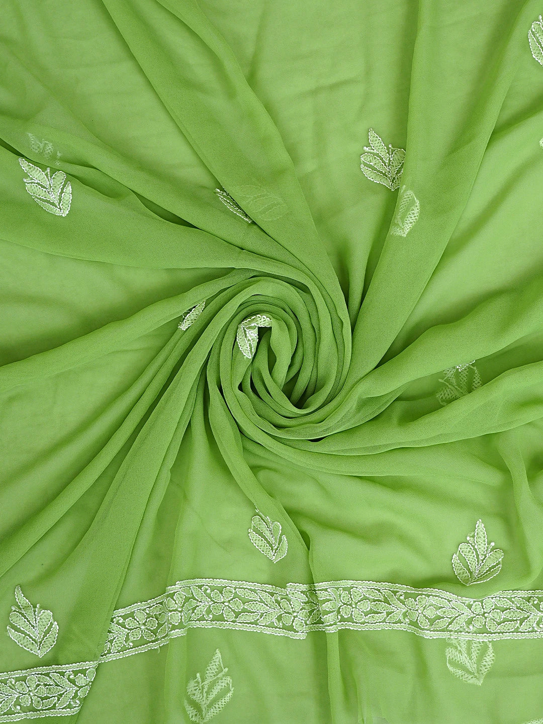 Ada Hand Embroidered Green Georgette Lucknowi Chikankari Unstitched Suit Piece 01A933067