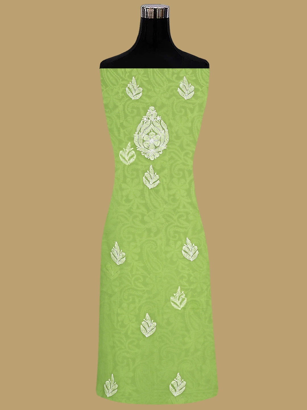 Ada Hand Embroidered Green Georgette Lucknowi Chikankari Unstitched Suit Piece 01A933067