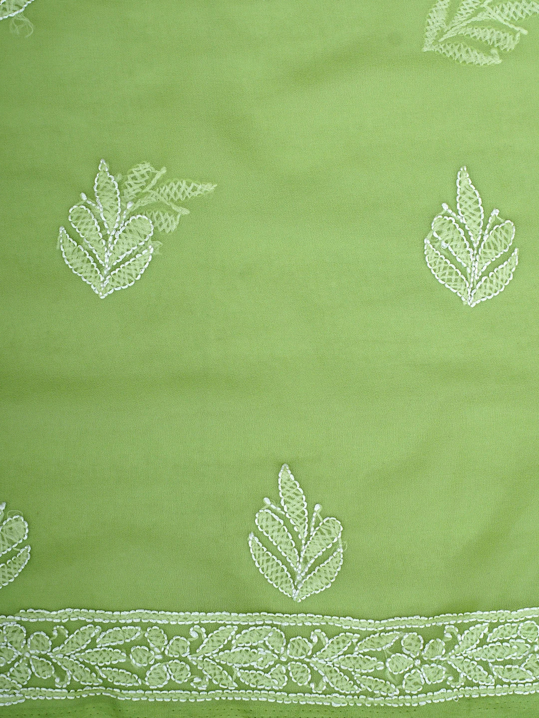 Ada Hand Embroidered Green Georgette Lucknowi Chikankari Unstitched Suit Piece 01A933067