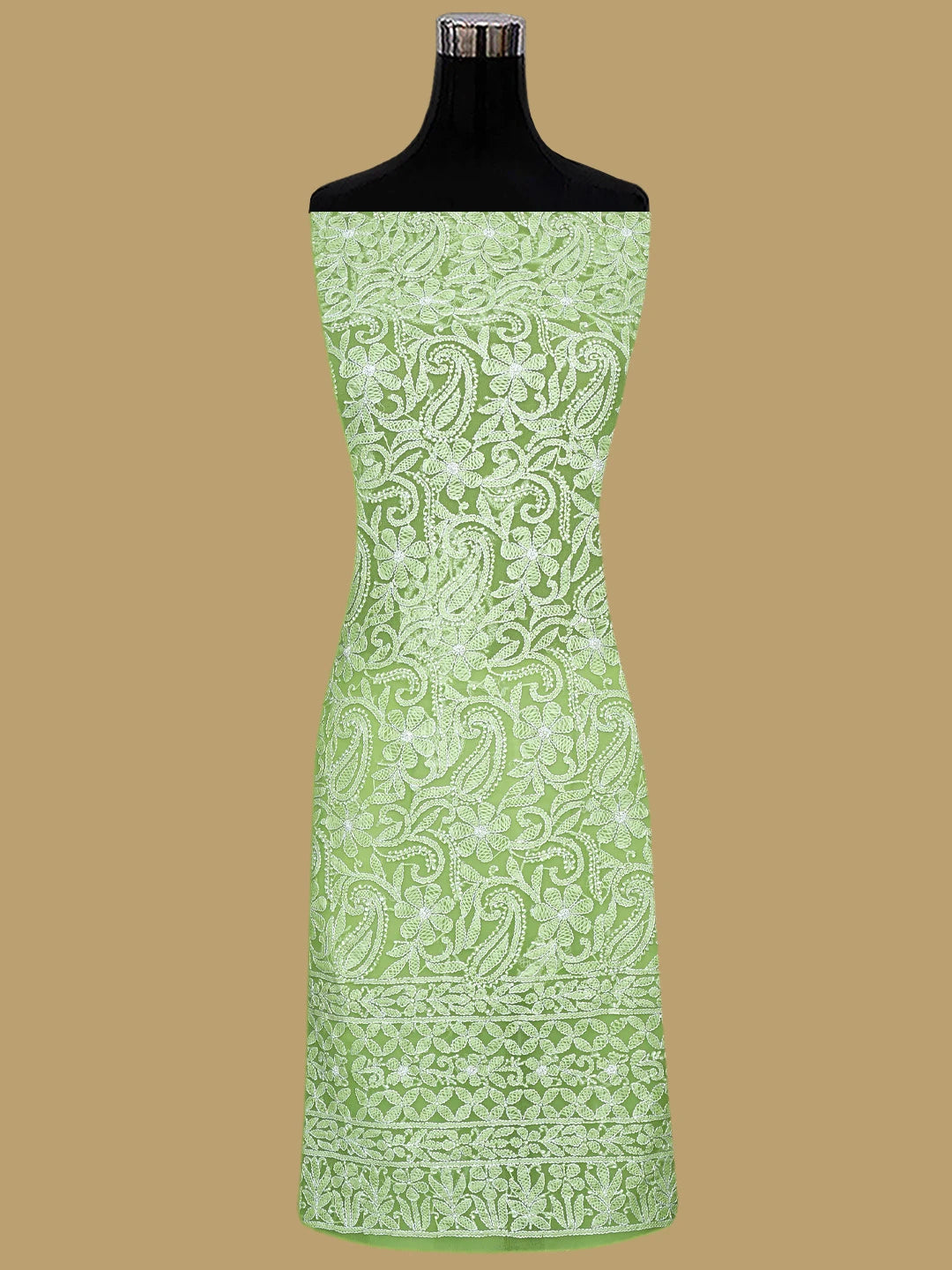 Ada Hand Embroidered Green Georgette Lucknowi Chikankari Unstitched Suit Piece 01A933067