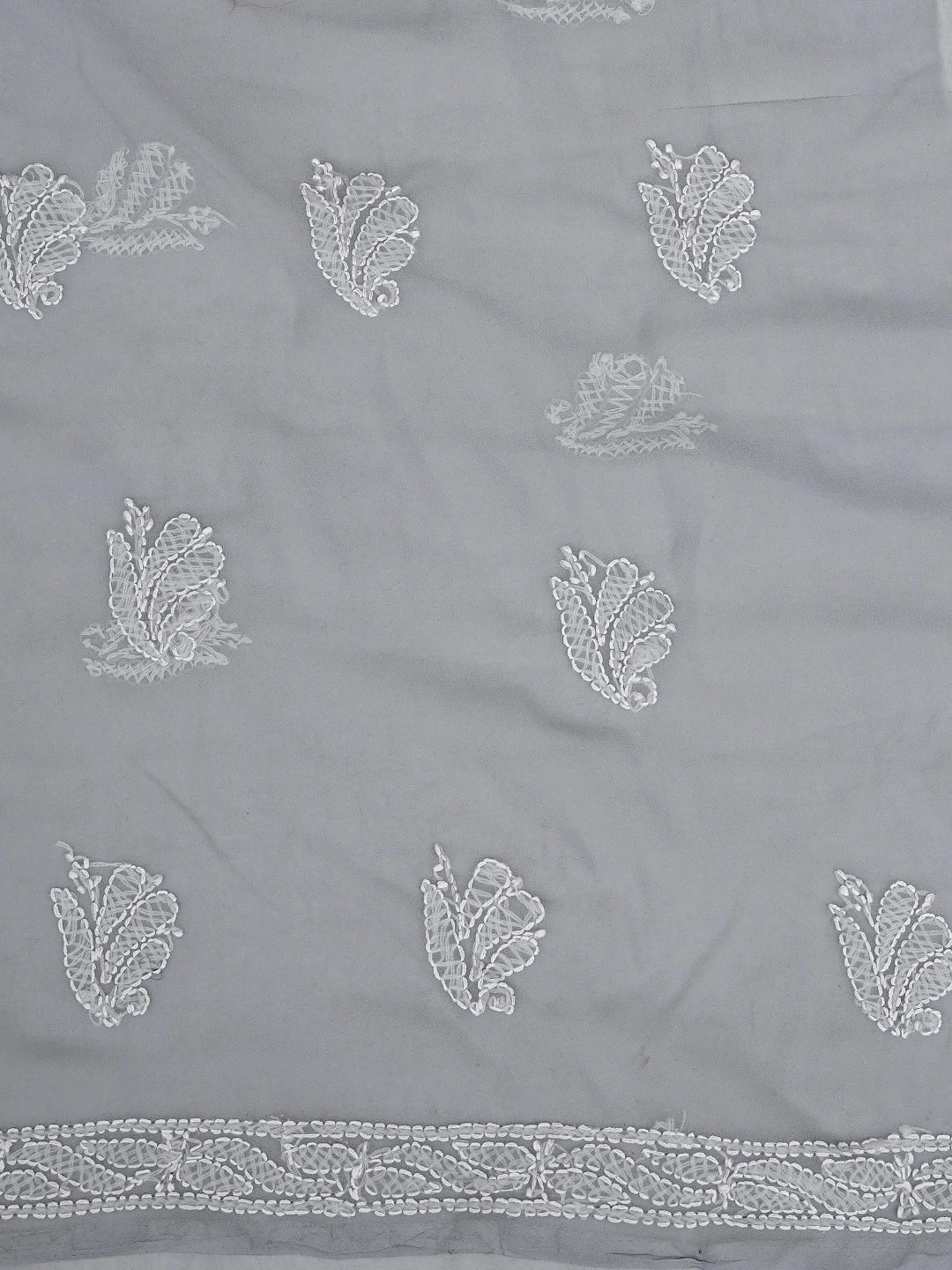 Ada Hand Embroidered Grey Georgette Lucknowi Chikankari Unstitched Suit Piece 01A933080