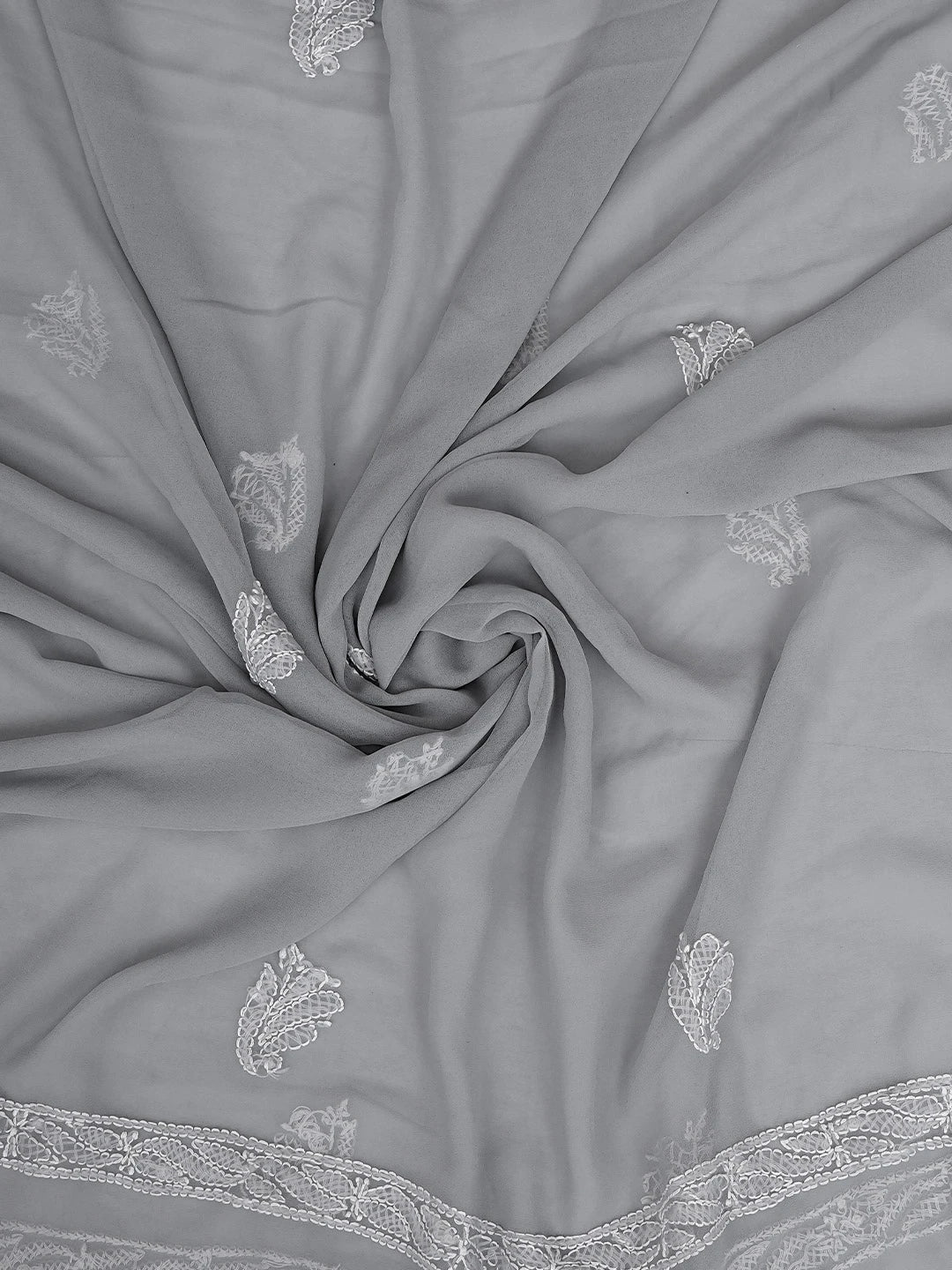 Ada Hand Embroidered Grey Georgette Lucknowi Chikankari Unstitched Suit Piece 01A933080