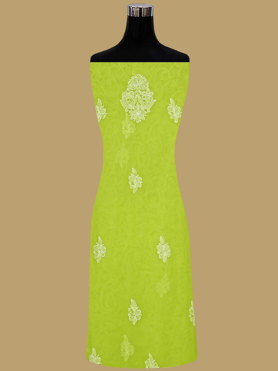 Ada Hand Embroidered Green Georgette Lucknowi Chikankari Unstitched Suit Piece 01A933081